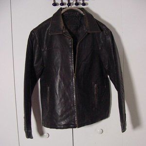 Vtg 90's Industrial Exchange Dark Brown Faux Leather Jacket Sz L